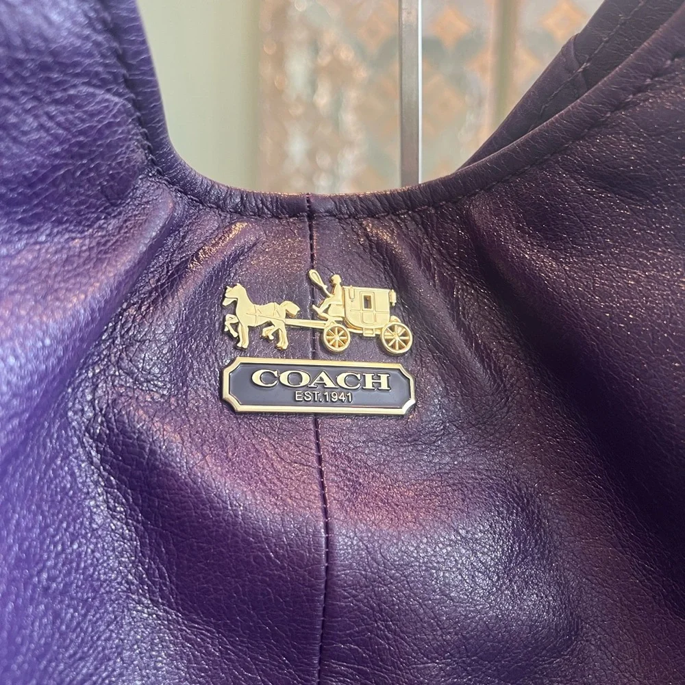 Coach 15958 Madison Purple Leather Large Convertible Shoulder Bag